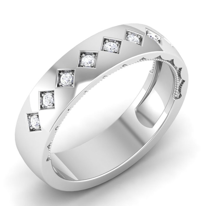 0.11 ct Natural Diamond Engagement Wedding Anniversary Band 14k White Gold - Image 1