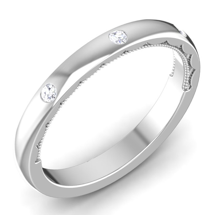 0.11 ct Natural Diamond Engagement Wedding Anniversary Band 14k White Gold - Image 1