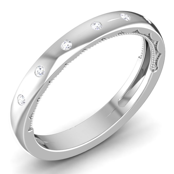 0.10 ct Natural Diamond Engagement Wedding Anniversary Band 14k White Gold - Image 1