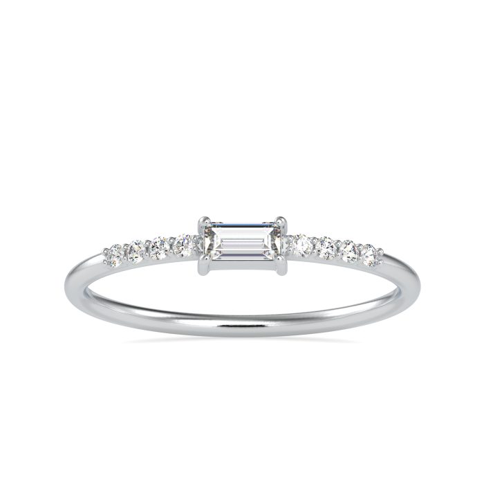 0.10 ct Natural Diamond Engagement Wedding Anniversary Band 14k White Gold - Image 1