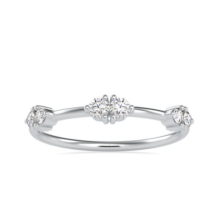 0.10 ct Natural Diamond Engagement Wedding Anniversary Band 14k White Gold - Image 1
