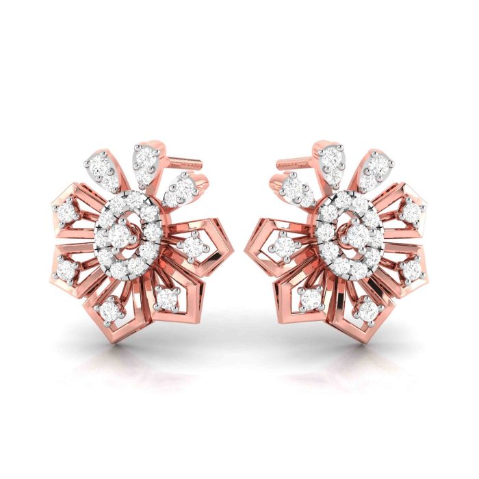0.48 ct Natural Diamond Earrings 14k Yellow, Rose White Gold - Image 3
