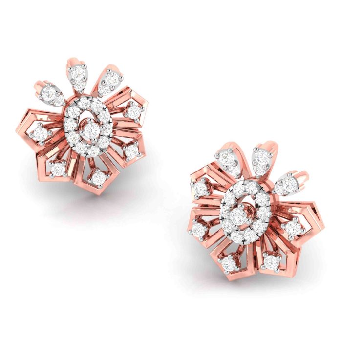 0.48 ct Natural Diamond Earrings 14k Yellow, Rose White Gold - Image 4