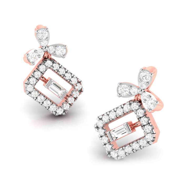 0.40 ct Natural Diamond Earrings 14k Yellow, Rose White Gold - Image 4