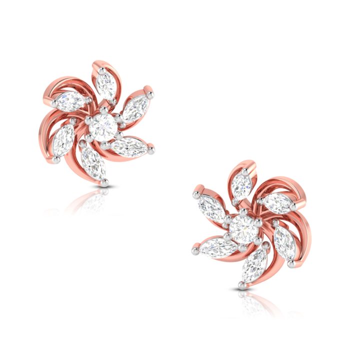 0.30 ct Natural Diamond Earrings 14k Yellow, Rose White Gold - Image 3
