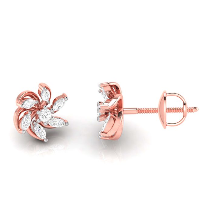 0.30 ct Natural Diamond Earrings 14k Yellow, Rose White Gold - Image 4