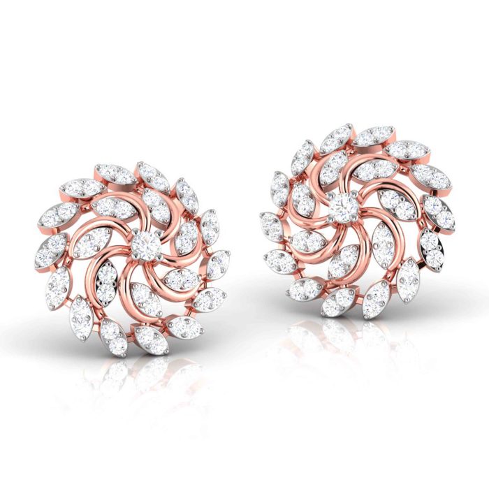 0.48 ct Natural Diamond Earrings 14k Yellow, Rose White Gold - Image 4