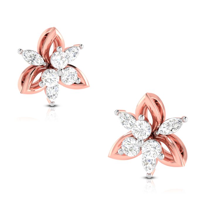 0.33 ct Natural Diamond Earrings 14k Yellow, Rose White Gold - Image 2