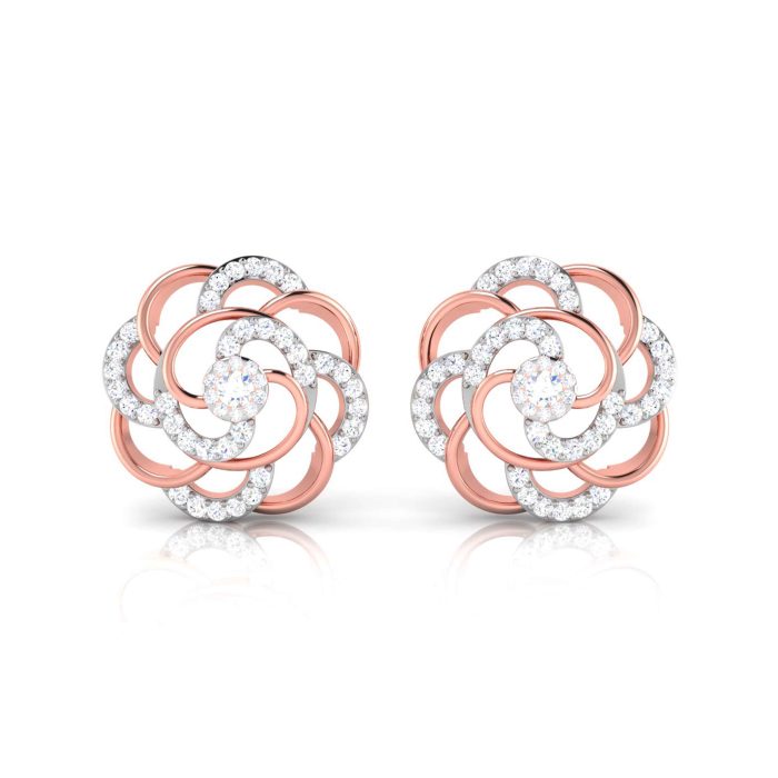 0.42 ct Natural Diamond Earrings 14k Yellow, Rose White Gold - Image 2