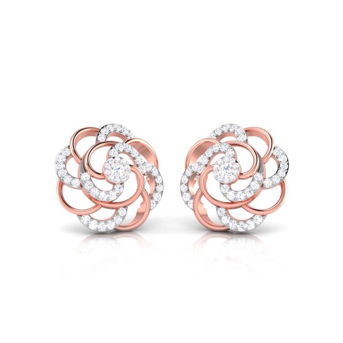 0.42 ct Natural Diamond Earrings 14k Yellow, Rose White Gold - Image 4