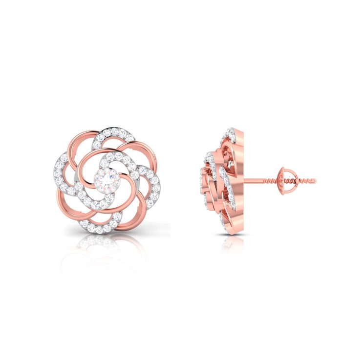 0.42 ct Natural Diamond Earrings 14k Yellow, Rose White Gold - Image 5