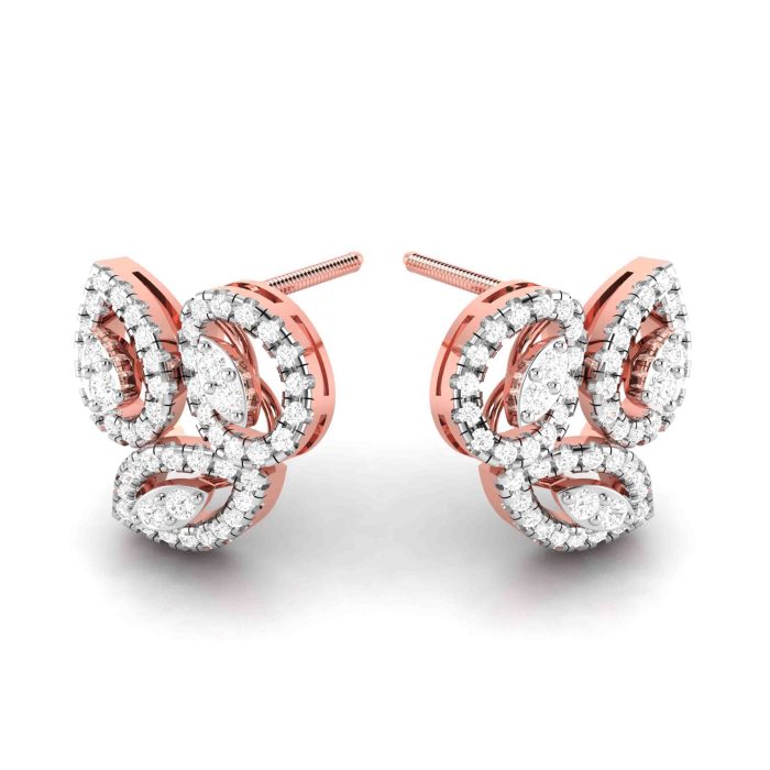 0.48 ct Natural Diamond Earrings 14k Yellow, Rose White Gold - Image 3
