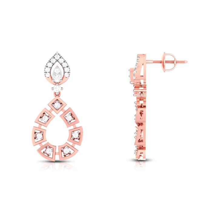 0.48 ct Natural Diamond Earrings 14k Yellow, Rose White Gold - Image 4