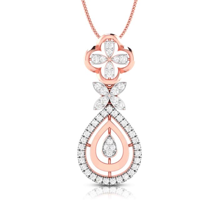 0.48 Ct Natural Diamond Pendants 14k Yellow Rose White Gold - Image 3