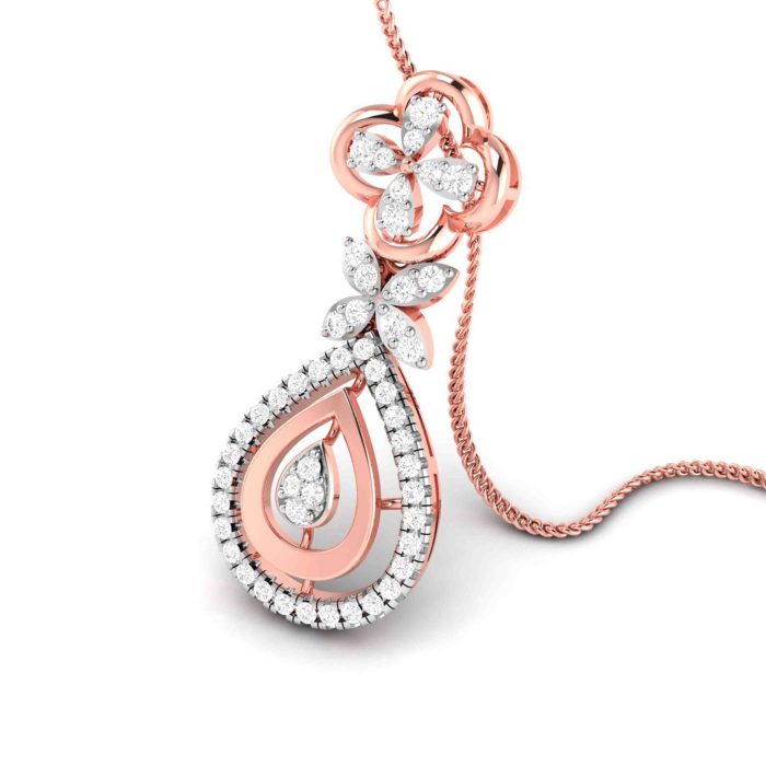 0.48 Ct Natural Diamond Pendants 14k Yellow Rose White Gold - Image 4