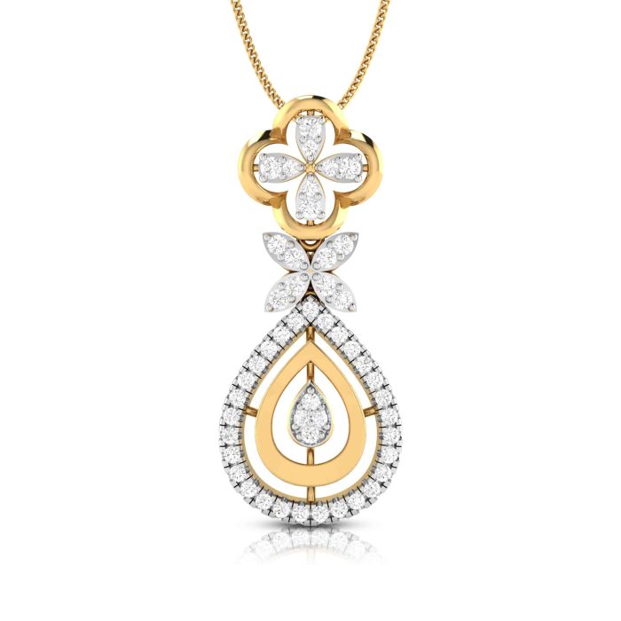 0.48 Ct Natural Diamond Pendants 14k Yellow Rose White Gold - Image 1