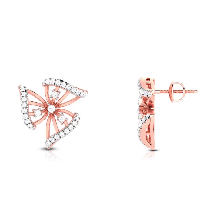 0.66 ct Natural Diamond Earrings 14k Yellow, Rose White Gold - Image 4