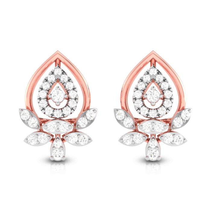 0.65 ct Natural Diamond Earrings 14k Yellow, Rose White Gold - Image 2