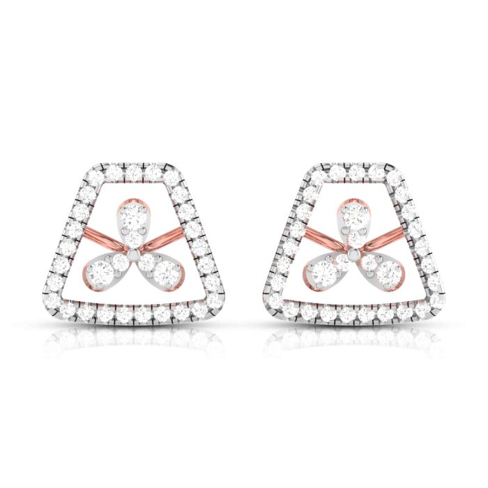 0.70 ct Natural Diamond Earrings 14k Yellow, Rose White Gold - Image 3
