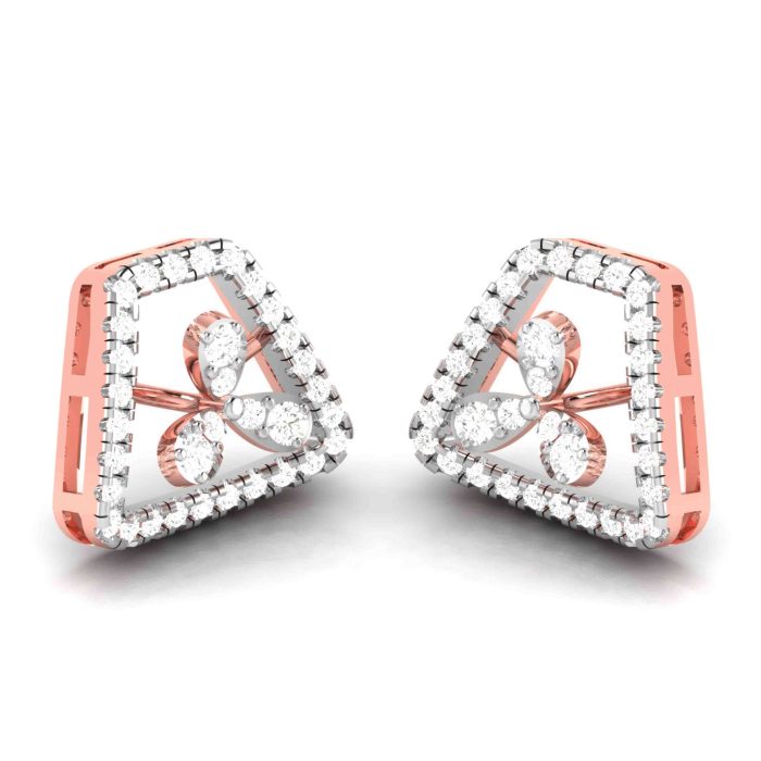 0.70 ct Natural Diamond Earrings 14k Yellow, Rose White Gold - Image 2