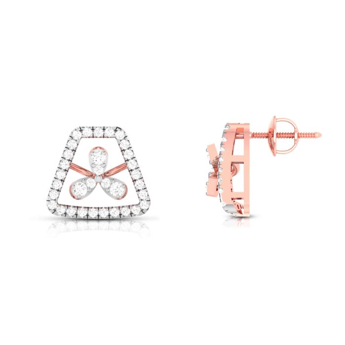 0.70 ct Natural Diamond Earrings 14k Yellow, Rose White Gold - Image 4