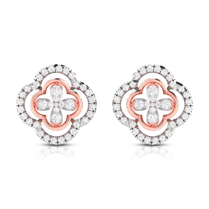 0.75 ct Natural Diamond Earrings 14k Yellow, Rose White Gold - Image 2