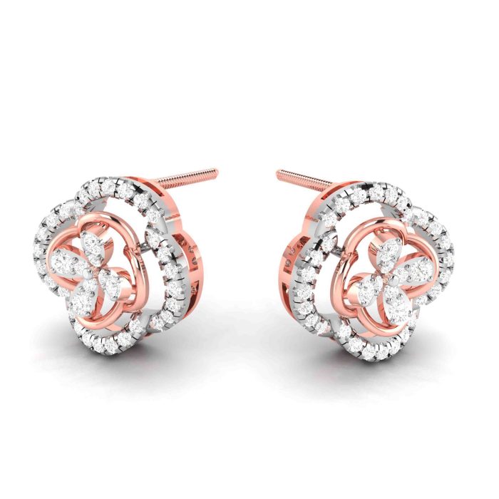 0.75 ct Natural Diamond Earrings 14k Yellow, Rose White Gold - Image 4