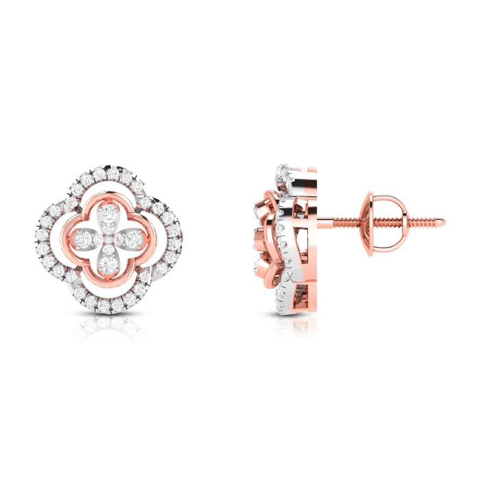 0.75 ct Natural Diamond Earrings 14k Yellow, Rose White Gold - Image 5