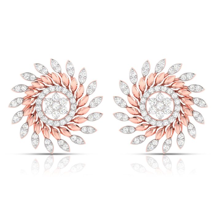 0.90 ct Natural Diamond Earrings 14k Yellow, Rose White Gold - Image 2