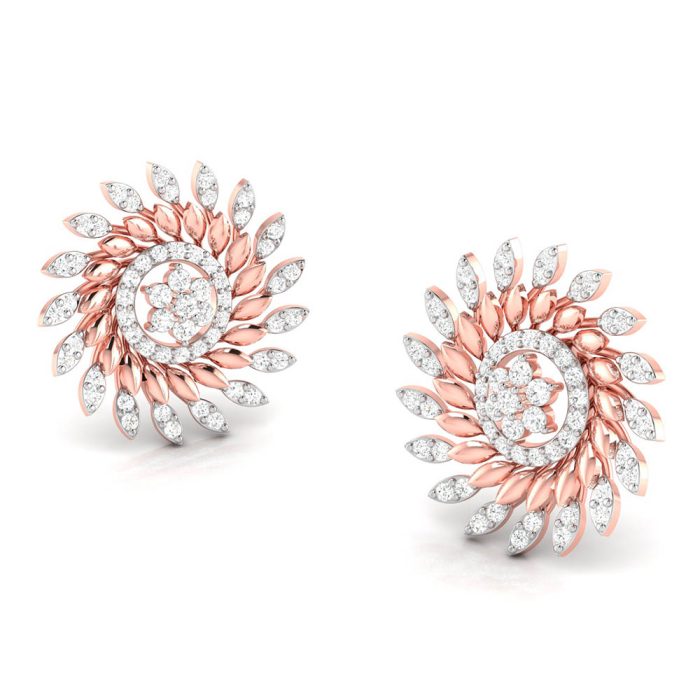 0.90 ct Natural Diamond Earrings 14k Yellow, Rose White Gold - Image 3