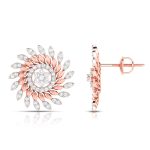 0.90 ct Natural Diamond Earrings 14k Yellow, Rose White Gold - Image 4