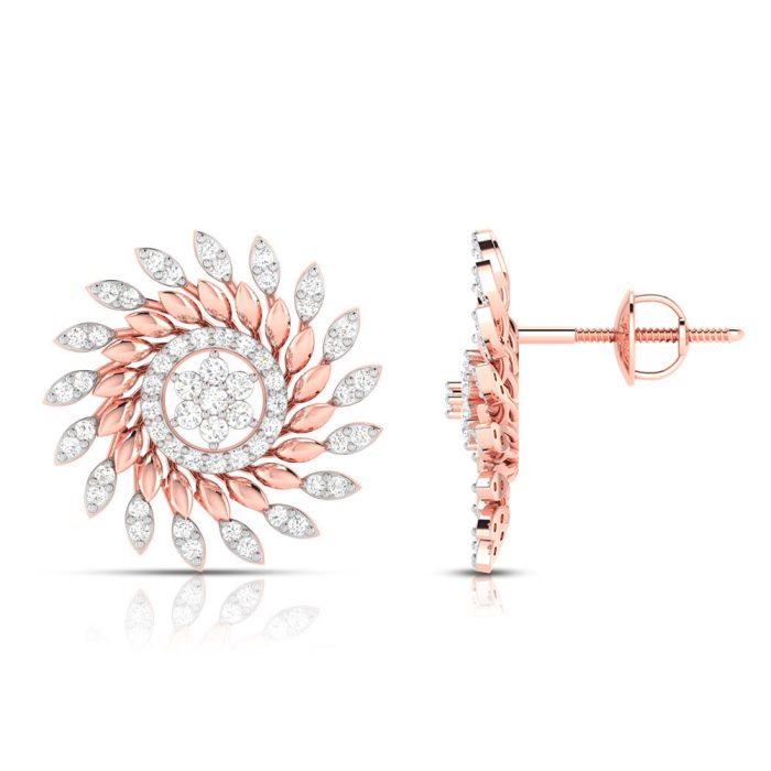 0.90 ct Natural Diamond Earrings 14k Yellow, Rose White Gold - Image 4