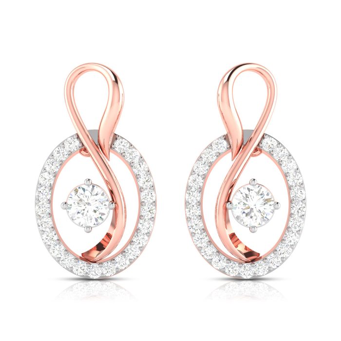 0.55 ct Natural Diamond Earrings 14k Yellow, Rose White Gold - Image 2