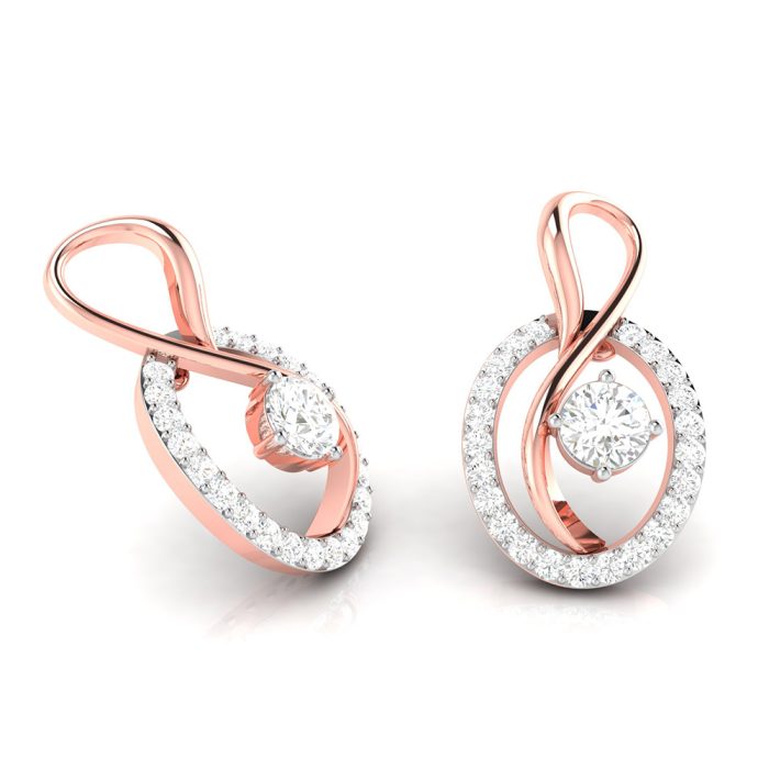 0.55 ct Natural Diamond Earrings 14k Yellow, Rose White Gold - Image 3