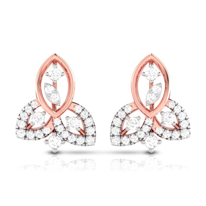 0.55 ct Natural Diamond Earrings 14k Yellow, Rose White Gold - Image 2