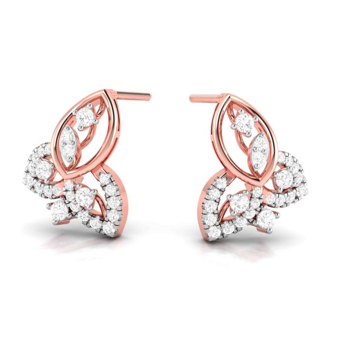 0.55 ct Natural Diamond Earrings 14k Yellow, Rose White Gold - Image 3