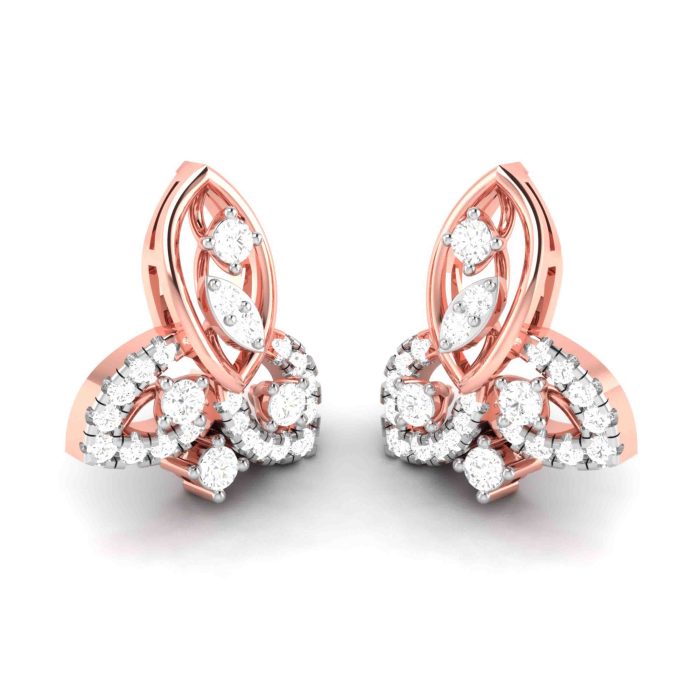 0.55 ct Natural Diamond Earrings 14k Yellow, Rose White Gold - Image 4