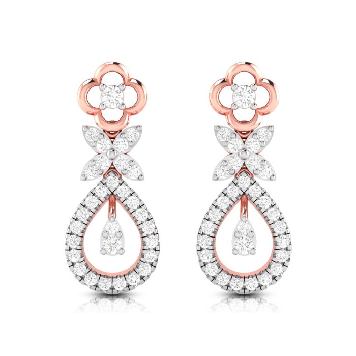 0.62 ct Natural Diamond Earrings 14k Yellow, Rose White Gold - Image 2