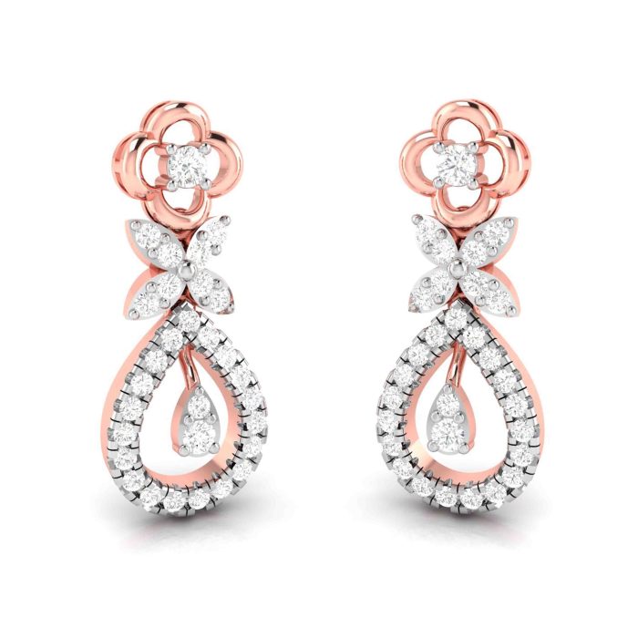 0.62 ct Natural Diamond Earrings 14k Yellow, Rose White Gold - Image 3