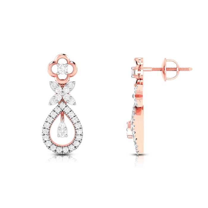 0.62 ct Natural Diamond Earrings 14k Yellow, Rose White Gold - Image 4