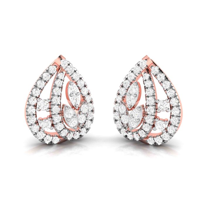 0.86 ct Natural Diamond Earrings 14k Yellow, Rose White Gold - Image 3