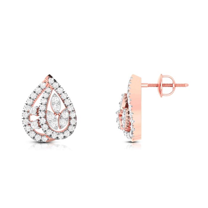 0.86 ct Natural Diamond Earrings 14k Yellow, Rose White Gold - Image 4