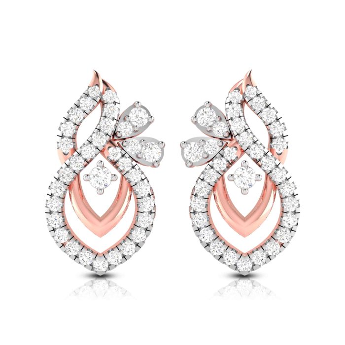 0.77 ct Natural Diamond Earrings 14k Yellow, Rose White Gold - Image 2