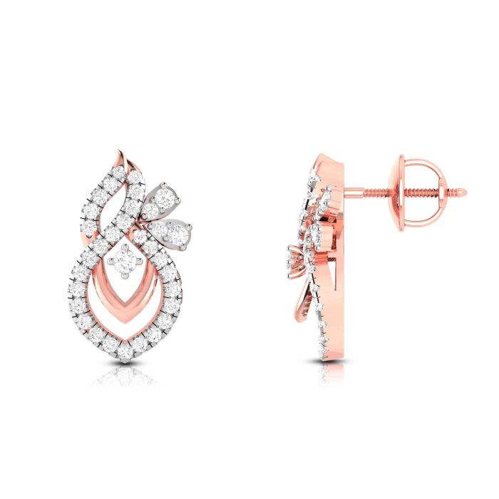 0.77 ct Natural Diamond Earrings 14k Yellow, Rose White Gold - Image 5