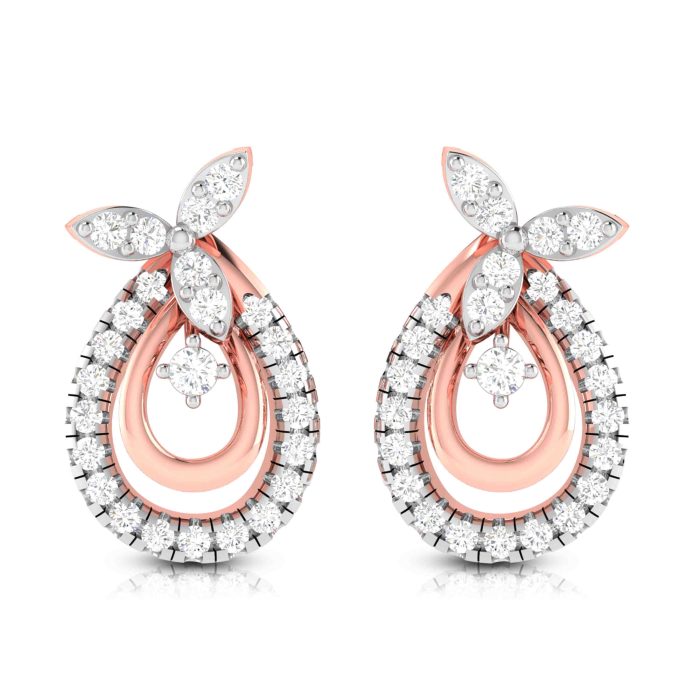 0.50 ct Natural Diamond Earrings 14k Yellow, Rose White Gold - Image 2