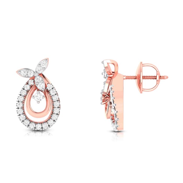 0.50 ct Natural Diamond Earrings 14k Yellow, Rose White Gold - Image 4