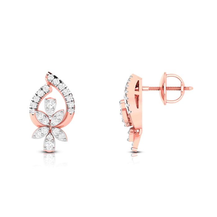 0.54 ct Natural Diamond Earrings 14k Yellow, Rose White Gold - Image 3