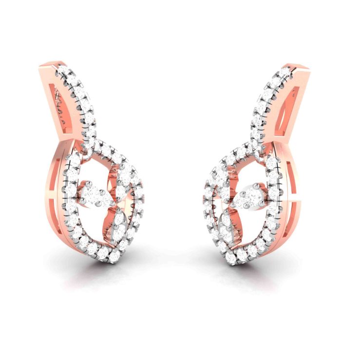 0.75 ct Natural Diamond Earrings 14k Yellow, Rose White Gold - Image 2