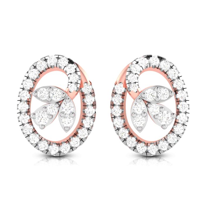 0.62 ct Natural Diamond Earrings 14k Yellow, Rose White Gold - Image 3