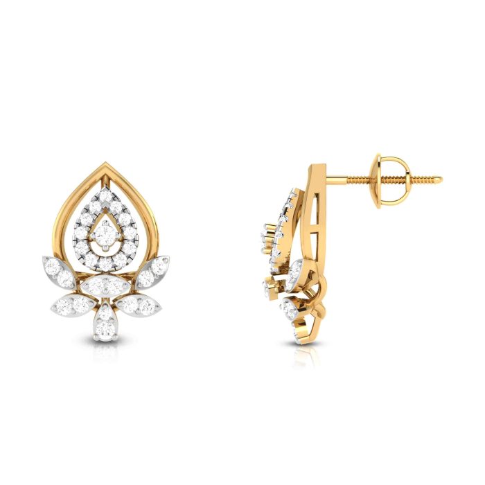 0.65 ct Natural Diamond Earrings 14k Yellow, Rose White Gold - Image 9